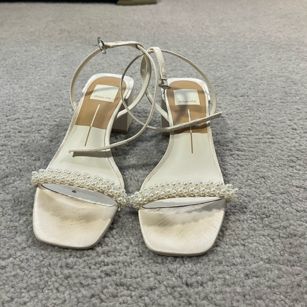 Dolce Vita Cream Heels with Sophisticated Braided Design